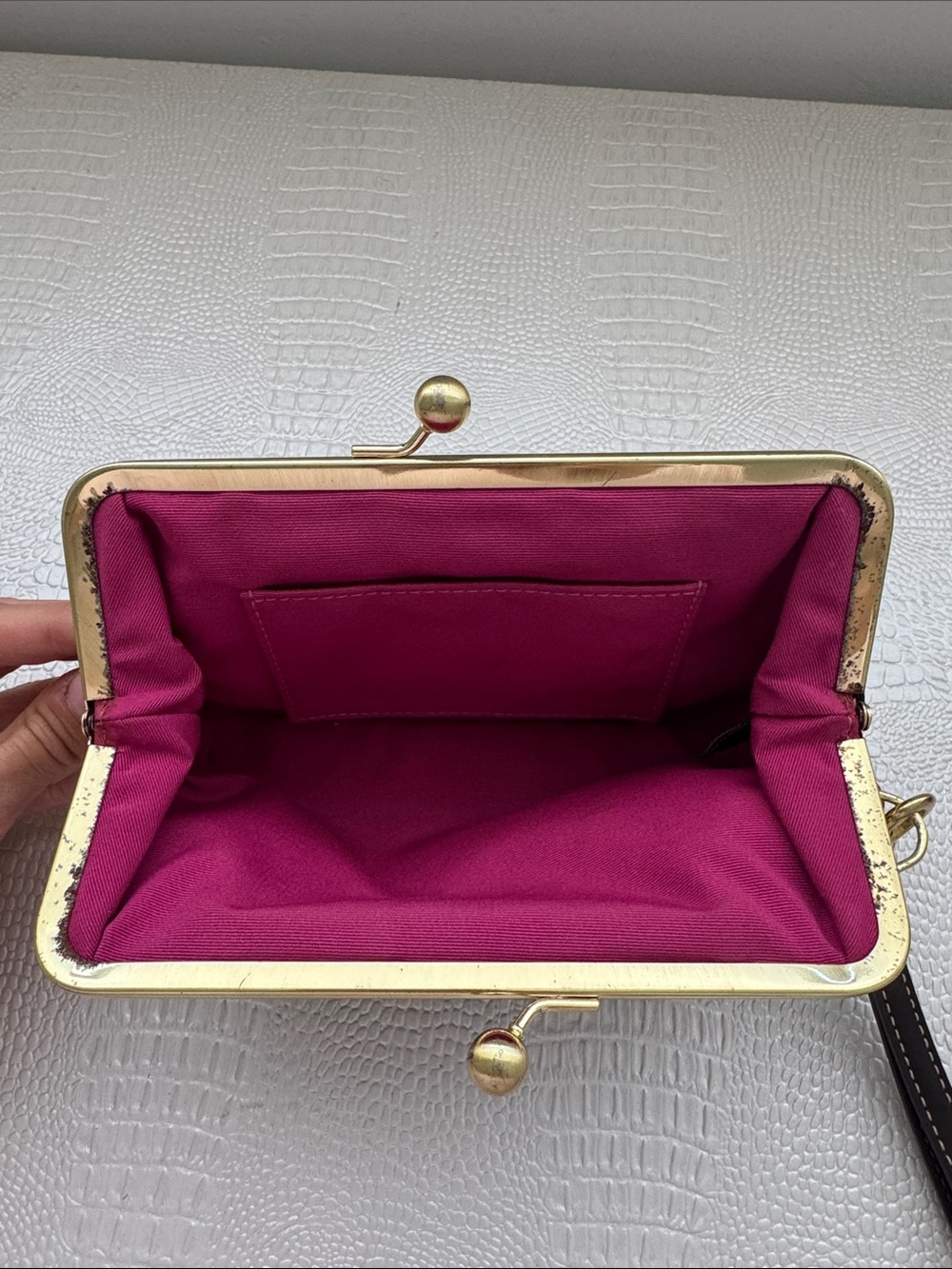 Vintage Coach Leopard Print Kiss-Lock Wristlet Clutch - Picture 4 of 5